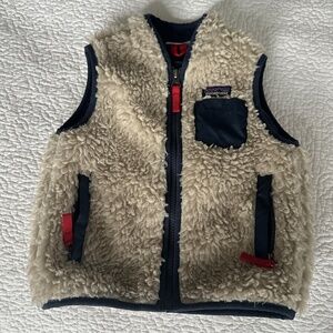 Patagonia Kids Fleece Vest - Cream and Navy